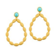 Turquoise Drop dangle earring, Brass 22k gold plated, Wholesale jewelry